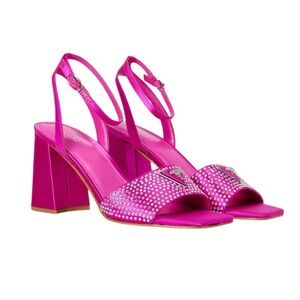 Guess Gelya Embellished Ankle Strap Sandals | Bright Pink | NWT